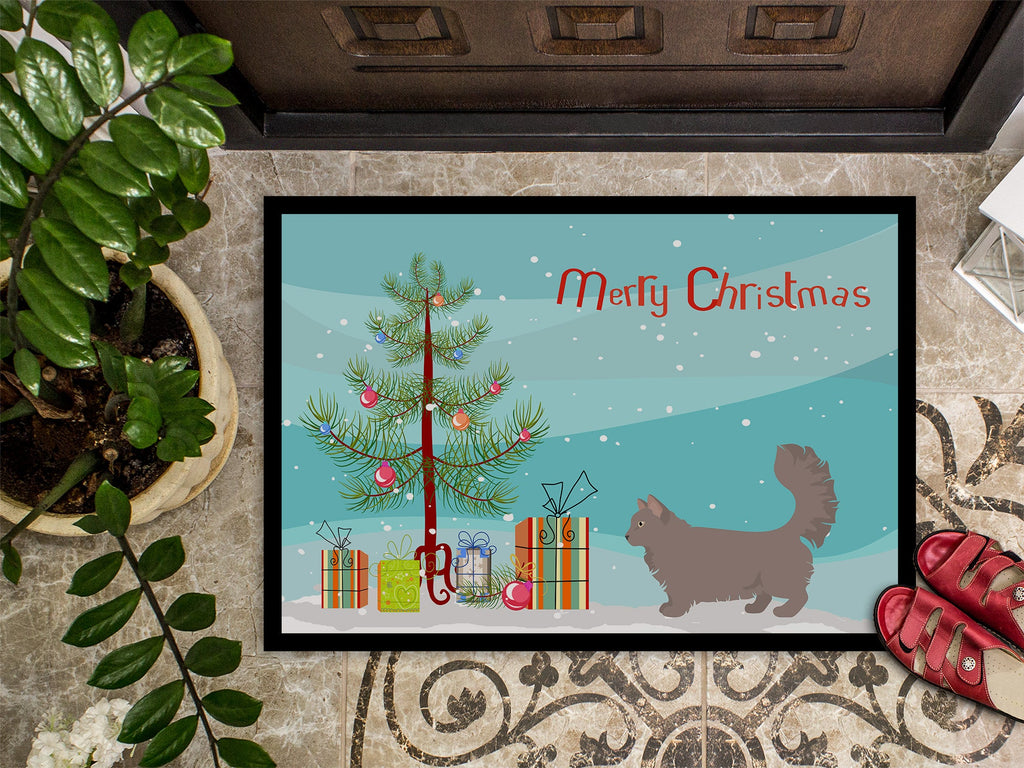 Skookum Cat Christmas Doormat Indoor Outdoor 18H X 27W Front Door Mat Rugs for Entryway, Non Slip Washable