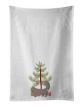 Skookum Cat Christmas Kitchen Towel Set of 2 White Dish Towels Decorative Bathroom Hand towel for Hand, Face, Hair, Yoga, Tea, Dishcloth, 19 X 28", White