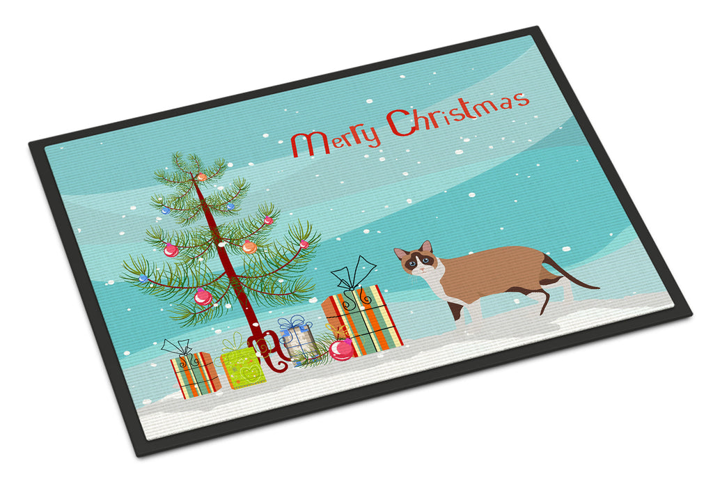 Snowshoe Cat Christmas Doormat Indoor Outdoor 18H X 27W Front Door Mat Rugs for Entryway, Non Slip Washable