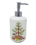 Snowshoe Cat Christmas Ceramic Soap Dispenser , Empty Refillable Hand Soap Pump Bottle for Bathroom Kitchen