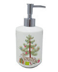 Sokoke Cat Christmas Ceramic Soap Dispenser , Empty Refillable Hand Soap Pump Bottle for Bathroom Kitchen