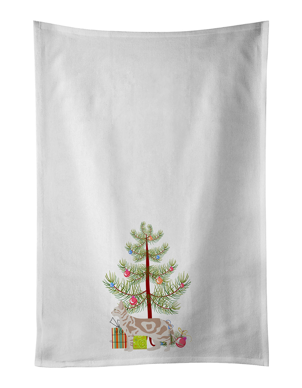 Sokoke Cat Christmas Kitchen Towel Set of 2 White Dish Towels Decorative Bathroom Hand towel for Hand, Face, Hair, Yoga, Tea, Dishcloth, 19 X 28", White