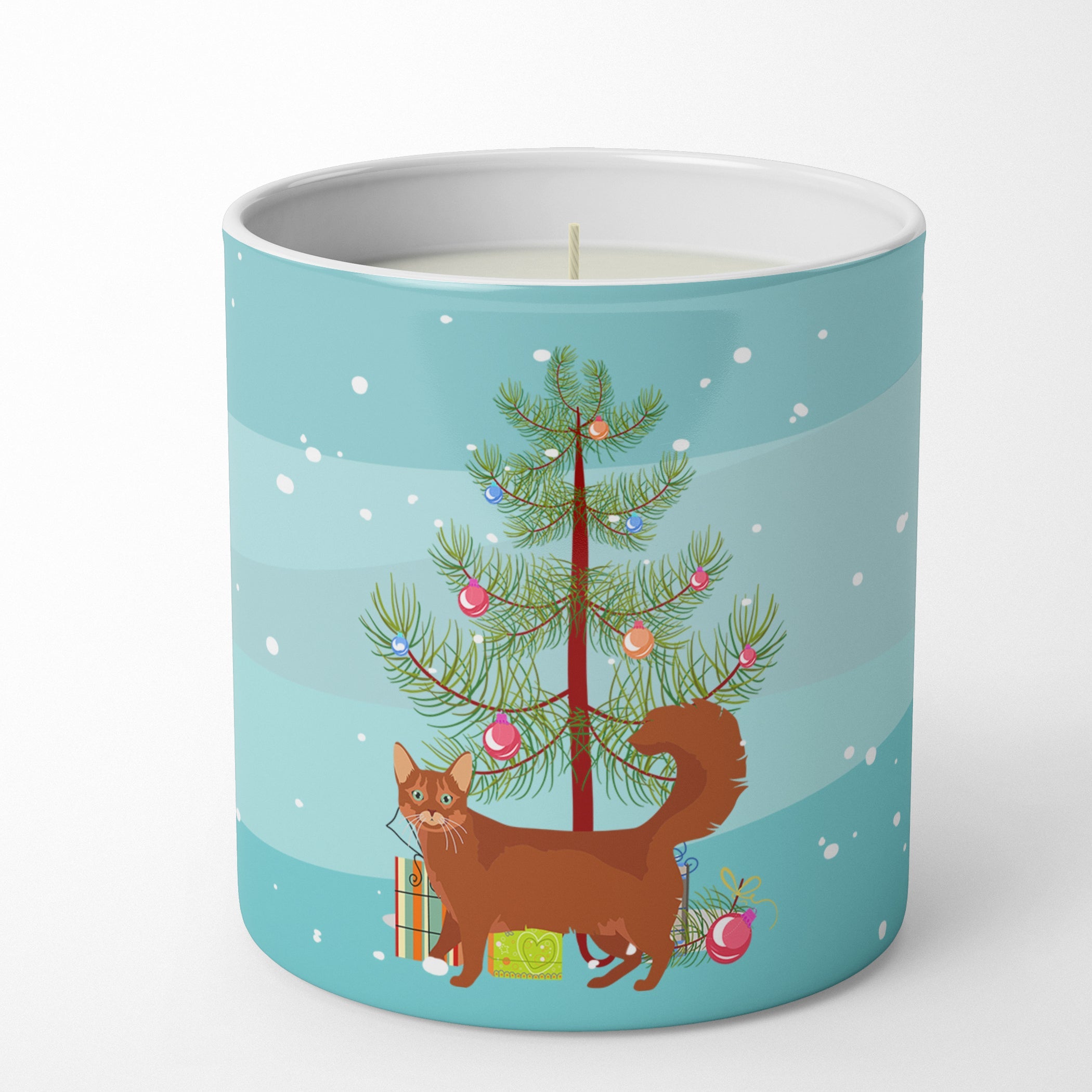 Somali Cat Christmas Decorative Soy Candle Nature Soy Wax Essential Oil Home Decor Ideal for Bedroom Kitchen Bath Office Gift, 10 oz