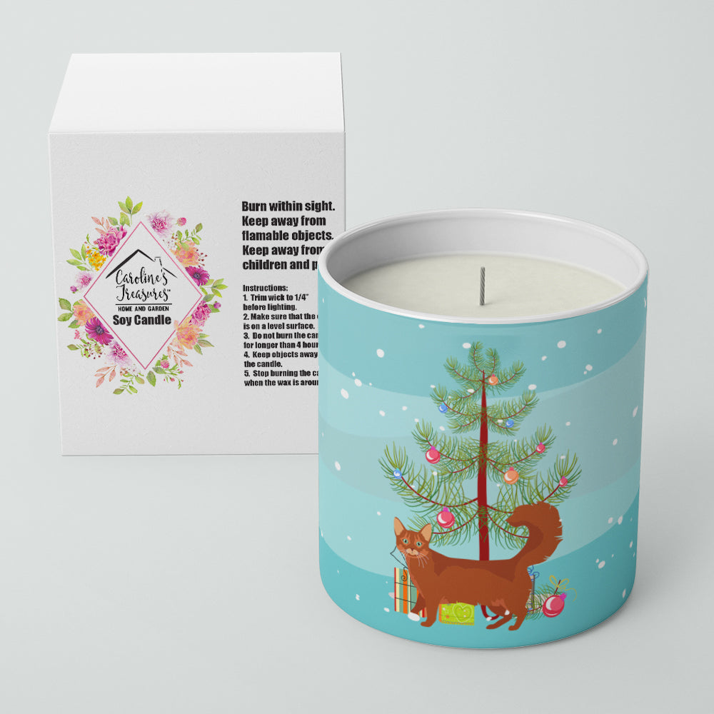 Somali Cat Christmas Decorative Soy Candle Nature Soy Wax Essential Oil Home Decor Ideal for Bedroom Kitchen Bath Office Gift, 10 oz