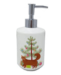 Somali Cat Christmas Ceramic Soap Dispenser , Empty Refillable Hand Soap Pump Bottle for Bathroom Kitchen