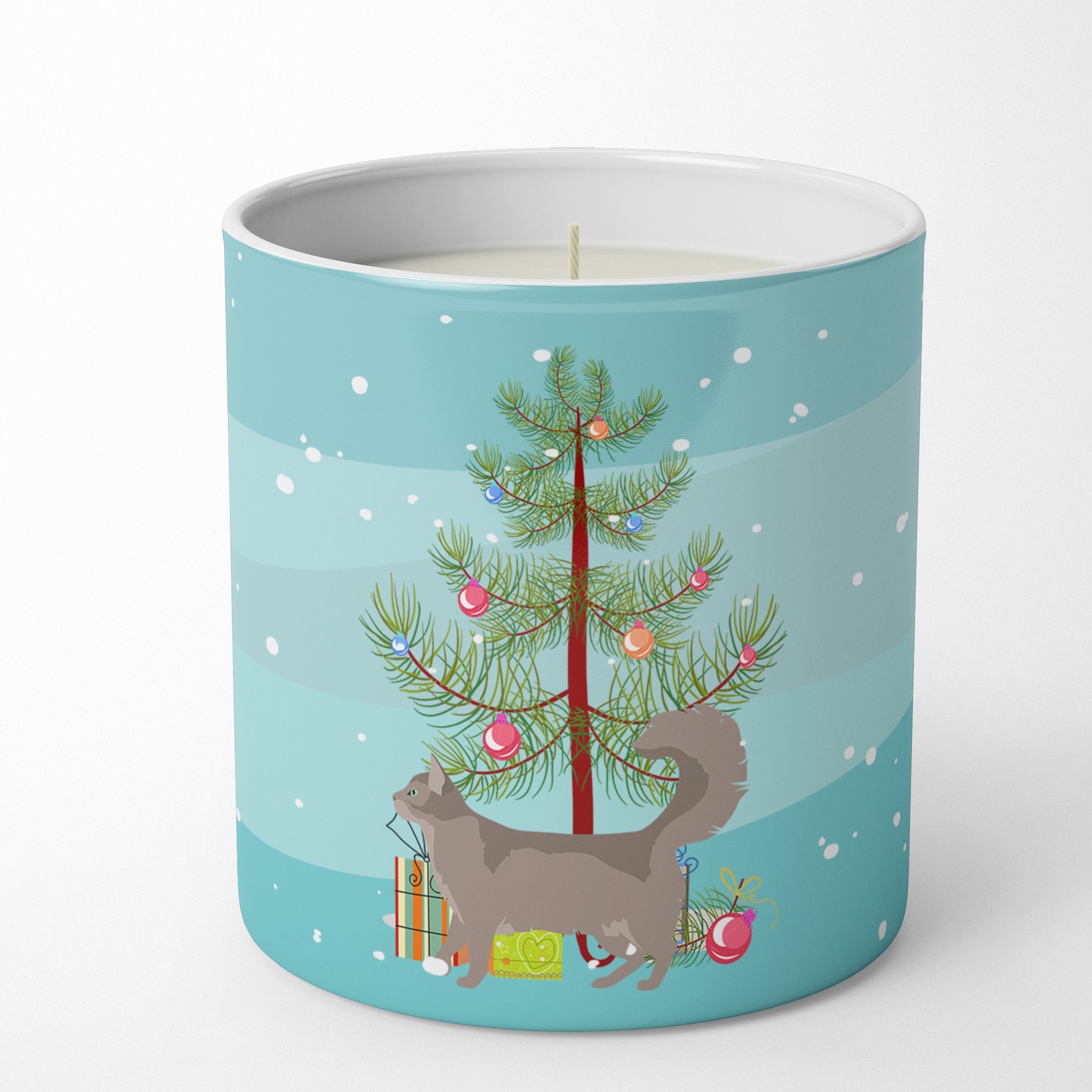 Somali Cat Christmas Decorative Soy Candle Nature Soy Wax Essential Oil Home Decor Ideal for Bedroom Kitchen Bath Office Gift, 10 oz