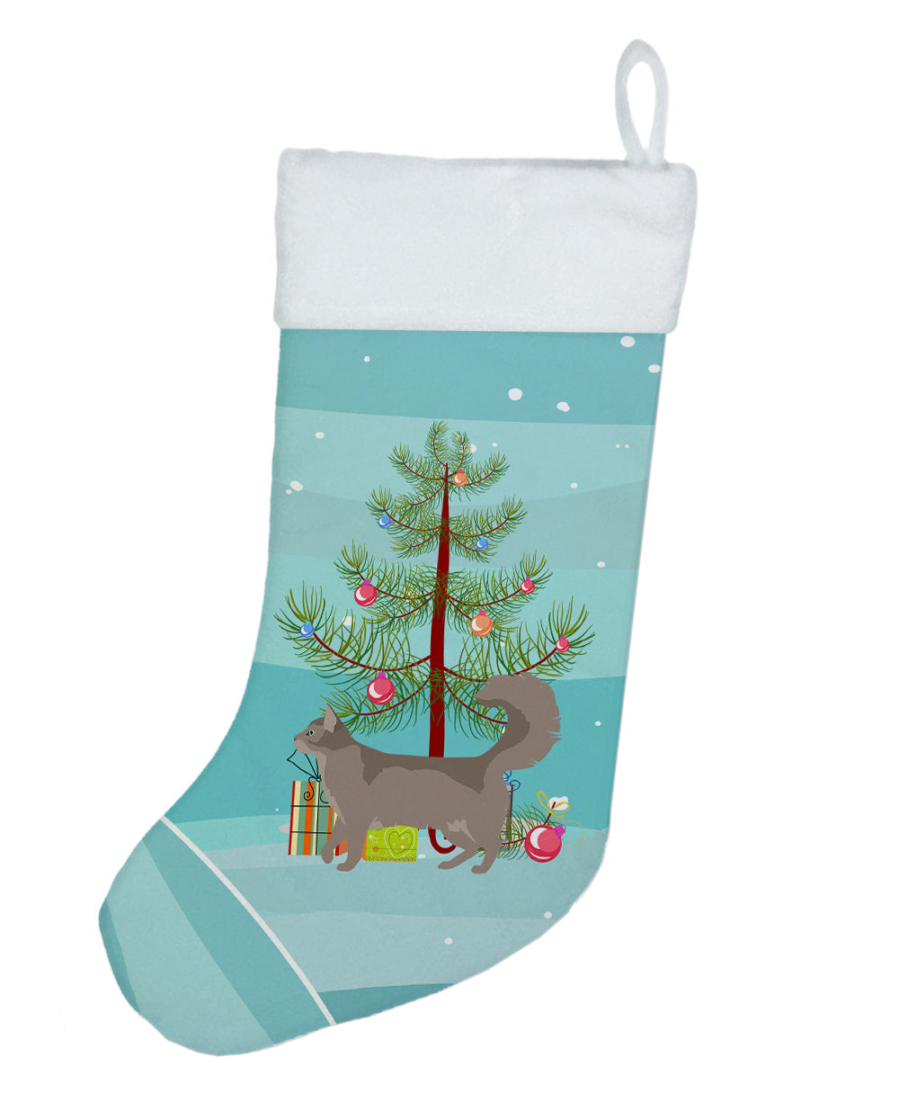 Somali Cat Christmas Holiday Stocking Double-Sided Print, Polyester Suede,11x18, Made in USA