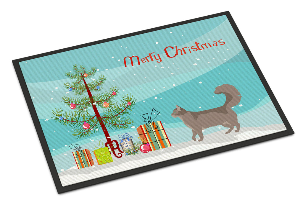 Somali Cat Christmas Doormat Indoor Outdoor 24H X 36W Front Door Mat Rugs for Entryway, Non Slip Washable Low Pile,