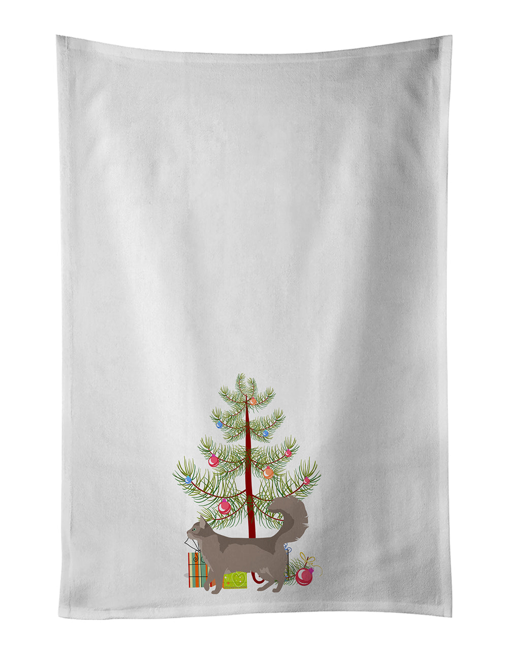 Somali Cat Christmas Kitchen Towel Set of 2 White Dish Towels Decorative Bathroom Hand towel for Hand, Face, Hair, Yoga, Tea, Dishcloth, 19 X 28", White