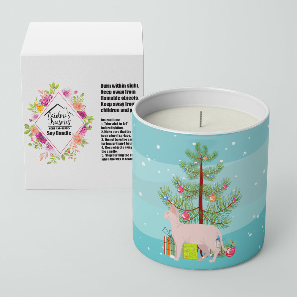 Sphynx Cat Christmas Decorative Soy Candle Nature Soy Wax Essential Oil Home Decor Ideal for Bedroom Kitchen Bath Office Gift, 10 oz
