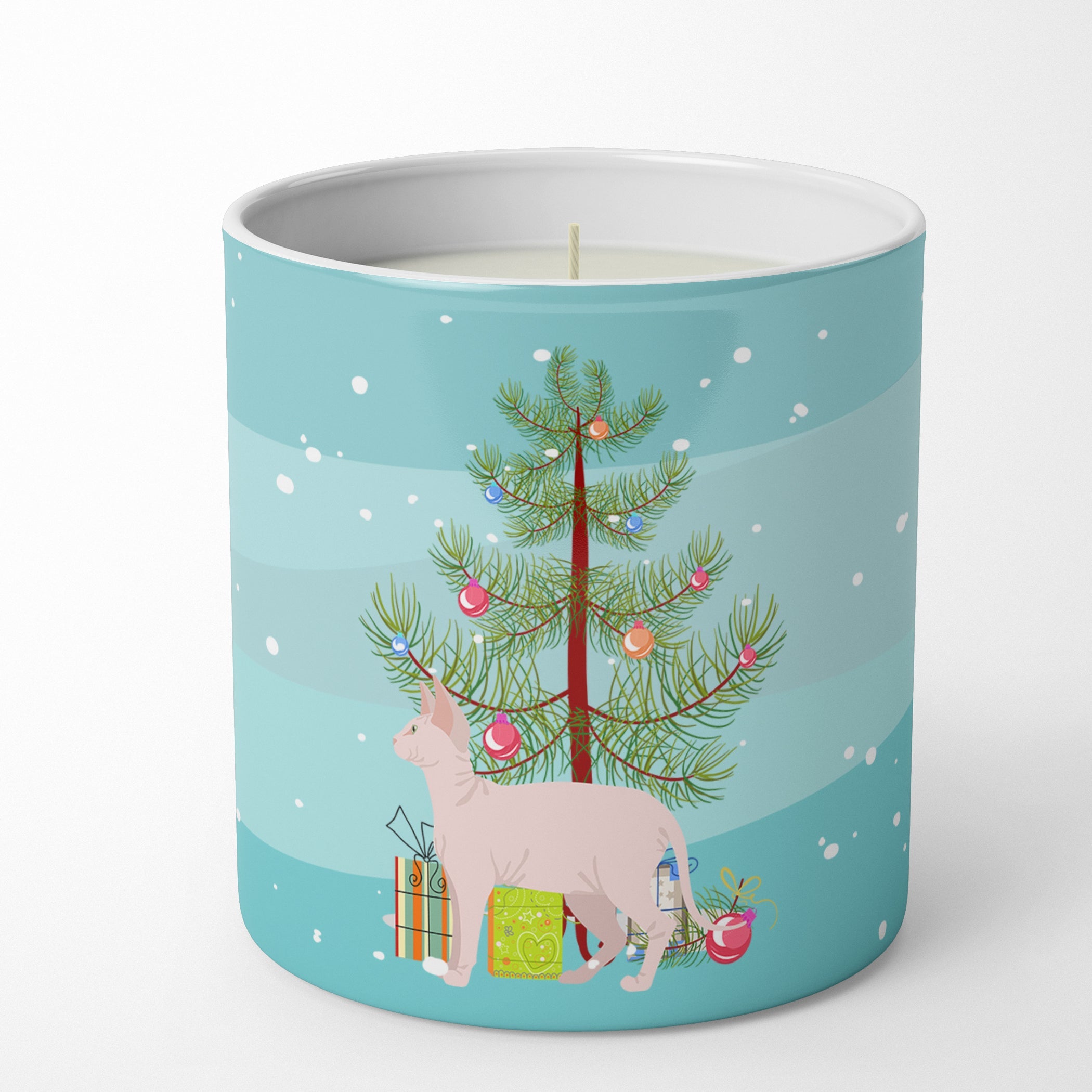 Sphynx Cat Christmas Decorative Soy Candle Nature Soy Wax Essential Oil Home Decor Ideal for Bedroom Kitchen Bath Office Gift, 10 oz