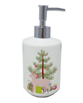 Sphynx Cat Christmas Ceramic Soap Dispenser , Empty Refillable Hand Soap Pump Bottle for Bathroom Kitchen