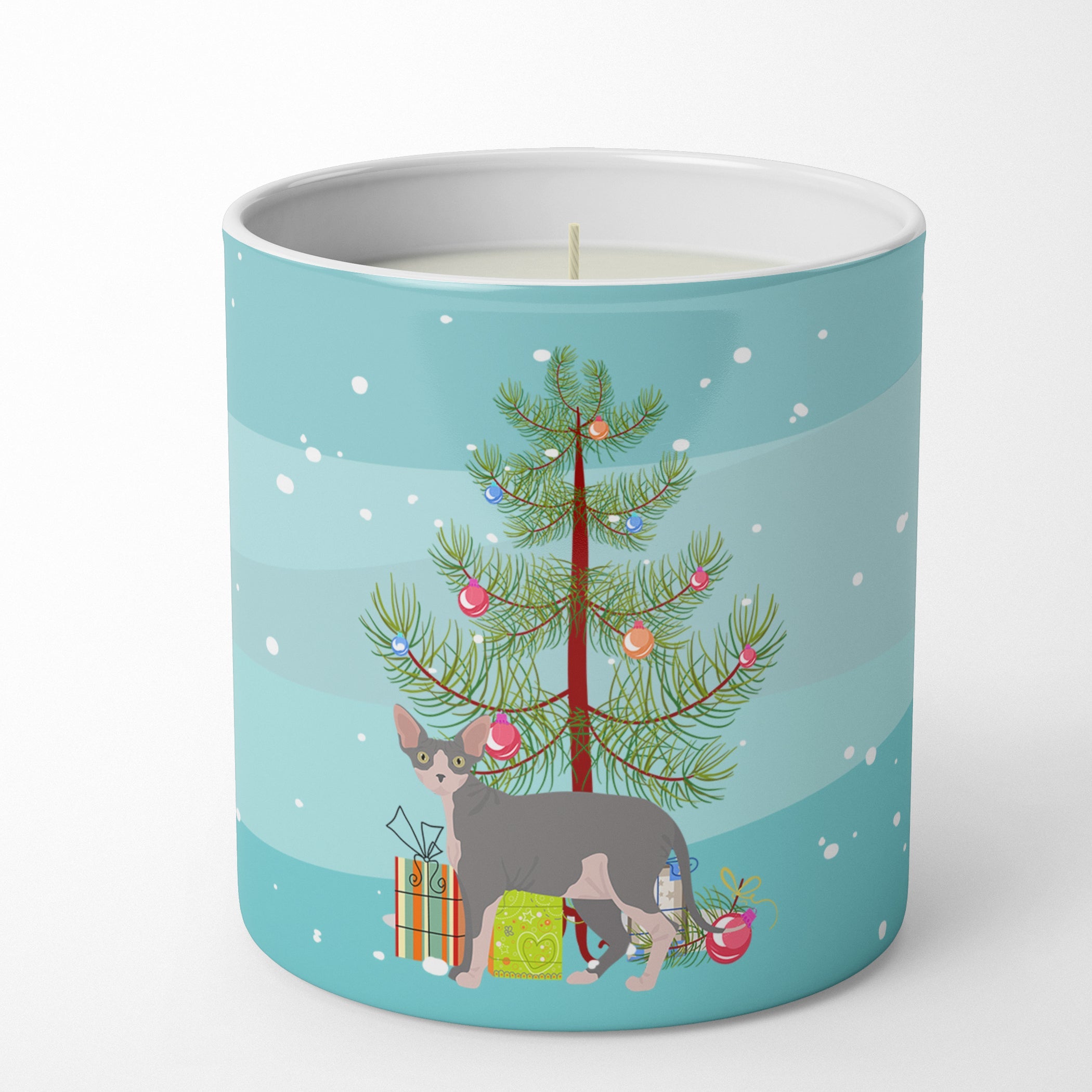 Sphynx Cat Christmas Decorative Soy Candle Nature Soy Wax Essential Oil Home Decor Ideal for Bedroom Kitchen Bath Office Gift, 10 oz
