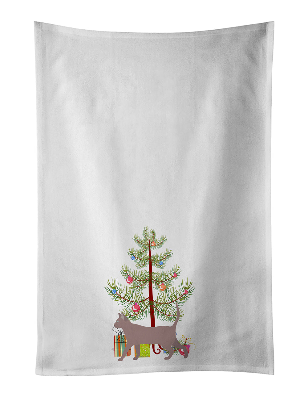 Thai Lilac Cat Christmas Kitchen Towel Set of 2 White Dish Towels Decorative Bathroom Hand towel for Hand, Face, Hair, Yoga, Tea, Dishcloth, 19 X 28", White