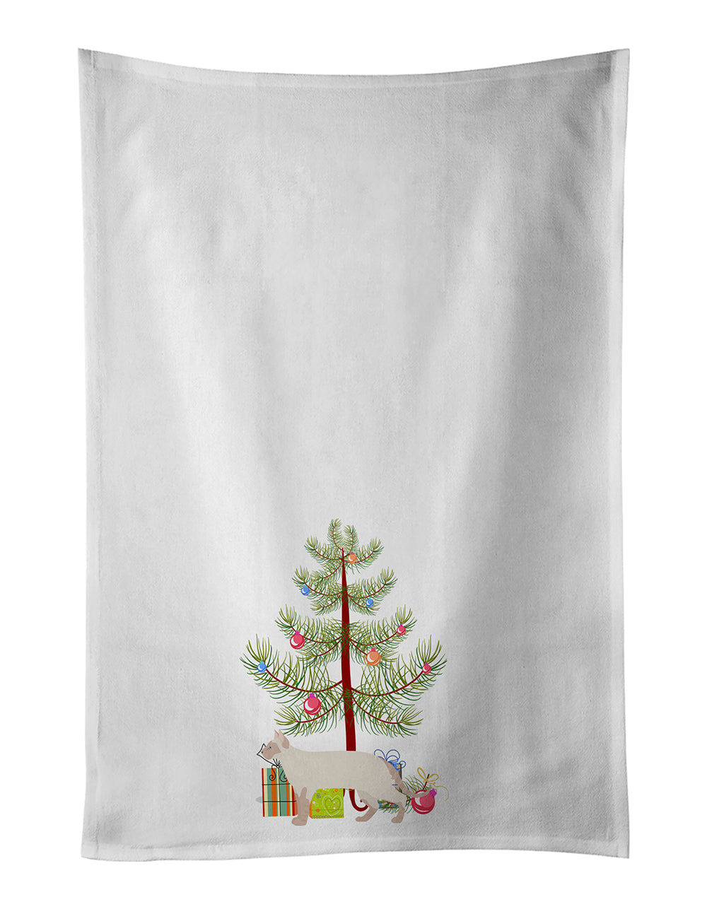 Tonkinese Cat Christmas Kitchen Towel Set of 2 White Dish Towels Decorative Bathroom Hand towel for Hand, Face, Hair, Yoga, Tea, Dishcloth, 19 X 28", White