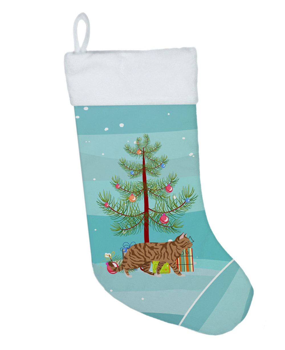 Toyger Cat Christmas Holiday Stocking Double-Sided Print, Polyester Suede,11x18, Made in USA