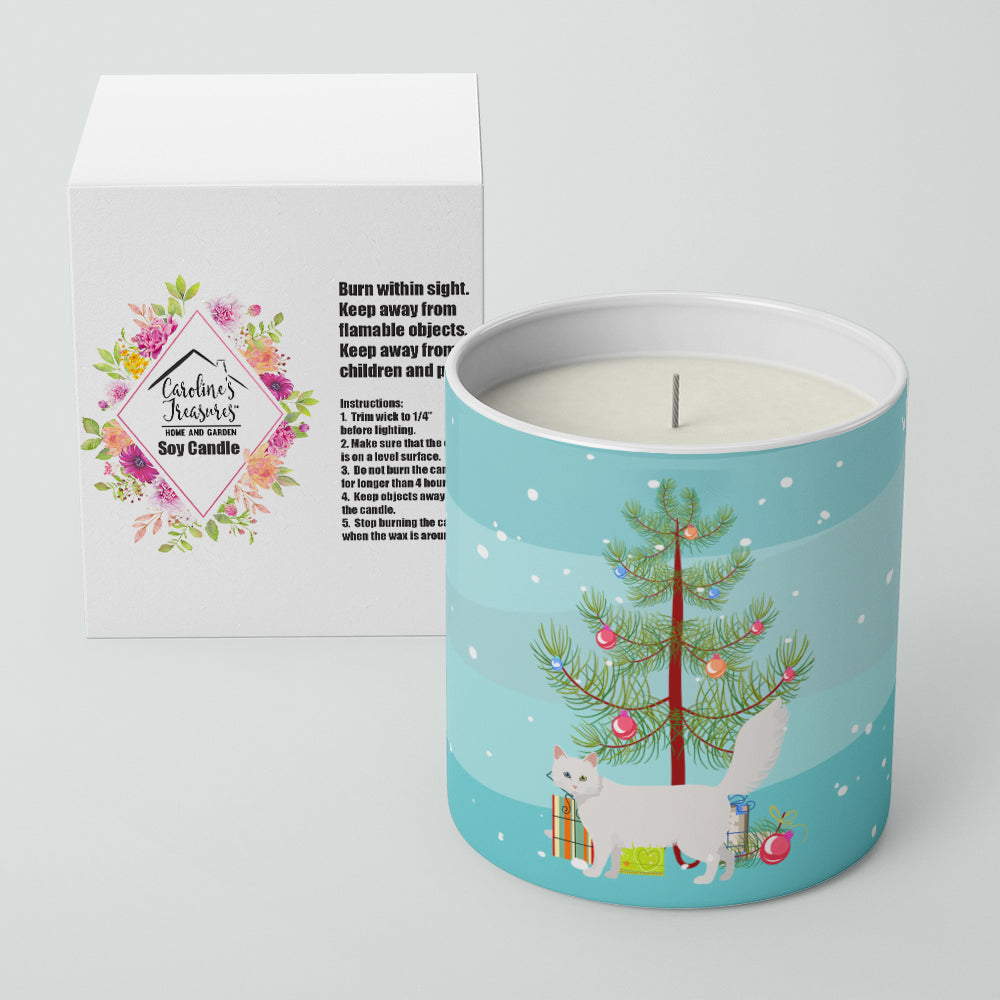 Turkish Angora Cat Christmas Decorative Soy Candle Nature Soy Wax Essential Oil Home Decor Ideal for Bedroom Kitchen Bath Office Gift, 10 oz