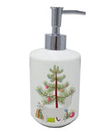 Turkish Angora Cat Christmas Ceramic Soap Dispenser , Empty Refillable Hand Soap Pump Bottle for Bathroom Kitchen