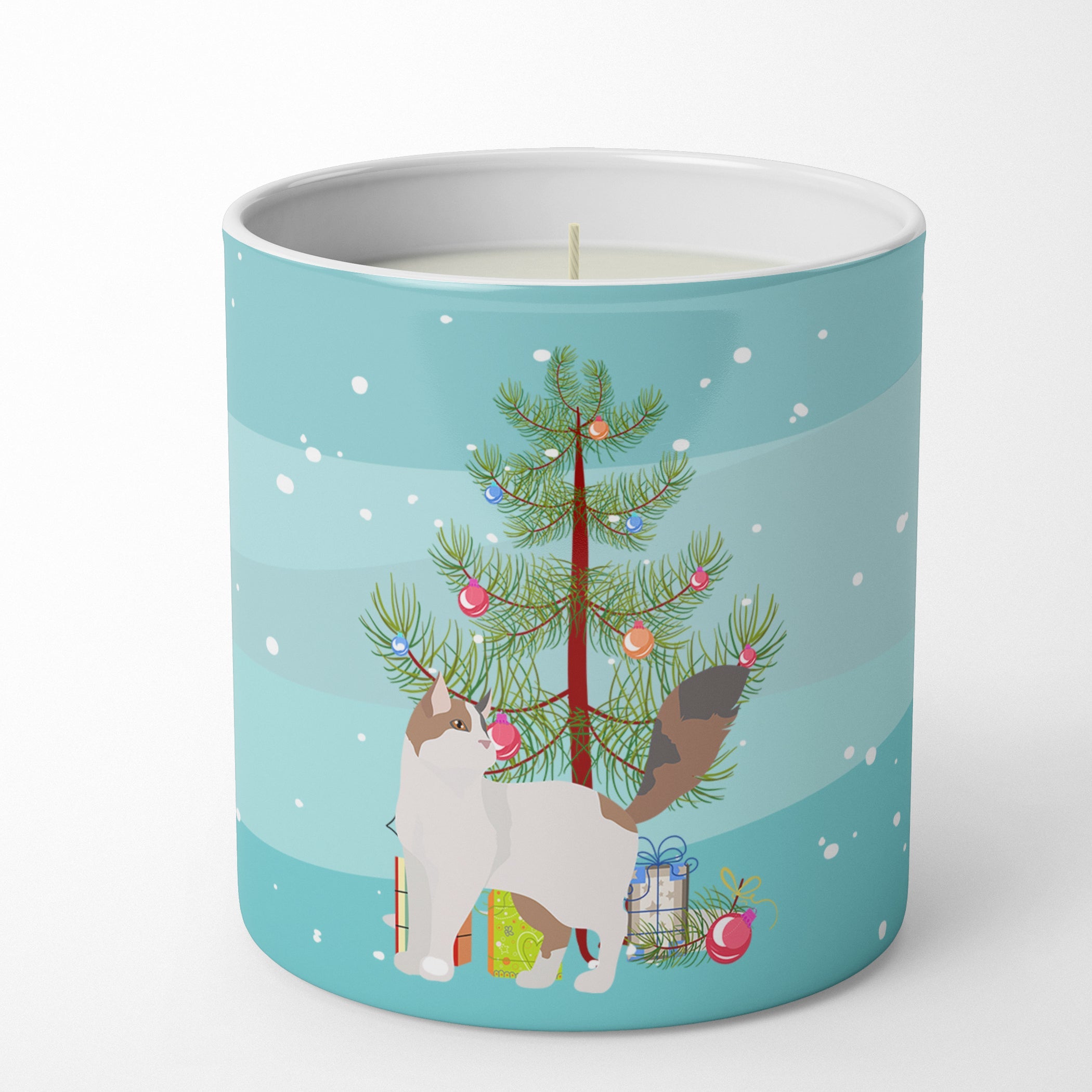 Turkish Van Cat Christmas Decorative Soy Candle Nature Soy Wax Essential Oil Home Decor Ideal for Bedroom Kitchen Bath Office Gift, 10 oz