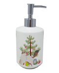 Turkish Van Cat Christmas Ceramic Soap Dispenser , Empty Refillable Hand Soap Pump Bottle for Bathroom Kitchen