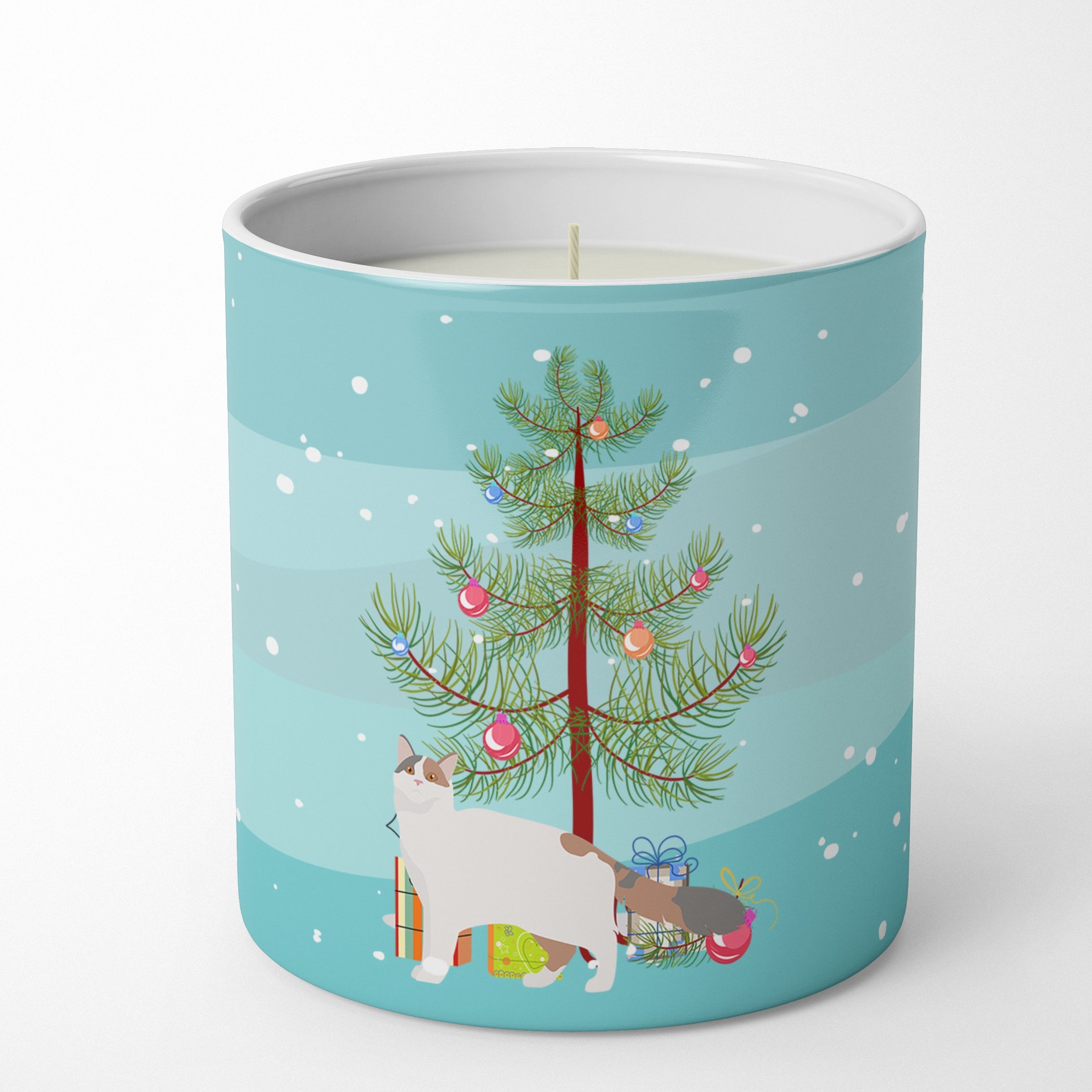 Turkish Van Cat Christmas Decorative Soy Candle Nature Soy Wax Essential Oil Home Decor Ideal for Bedroom Kitchen Bath Office Gift, 10 oz
