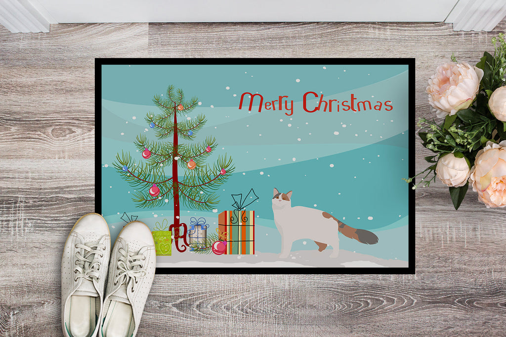 Turkish Van Cat Christmas Doormat Indoor Outdoor 24H X 36W Front Door Mat Rugs for Entryway, Non Slip Washable Low Pile,