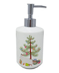 Turkish Van Cat Christmas Ceramic Soap Dispenser , Empty Refillable Hand Soap Pump Bottle for Bathroom Kitchen