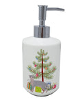 Ukrainian Levkoy Cat Christmas Ceramic Soap Dispenser , Empty Refillable Hand Soap Pump Bottle for Bathroom Kitchen