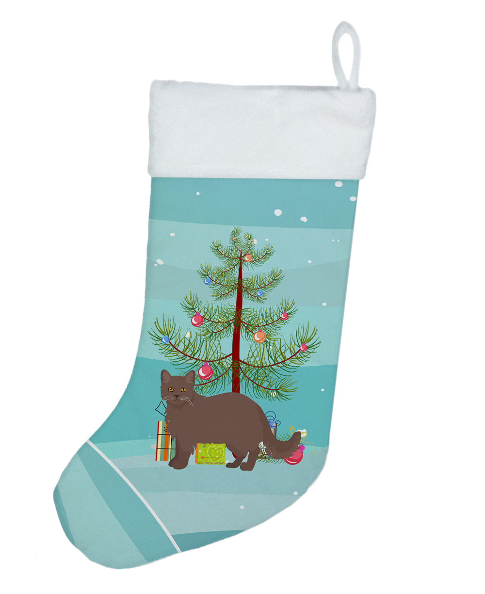 York Chocolate Cat Christmas Holiday Stocking Double-Sided Print, Polyester Suede,11x18, Made in USA