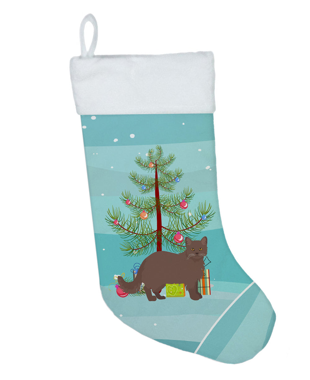 York Chocolate Cat Christmas Holiday Stocking Double-Sided Print, Polyester Suede,11x18, Made in USA