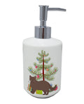 York Chocolate Cat Christmas Ceramic Soap Dispenser , Empty Refillable Hand Soap Pump Bottle for Bathroom Kitchen