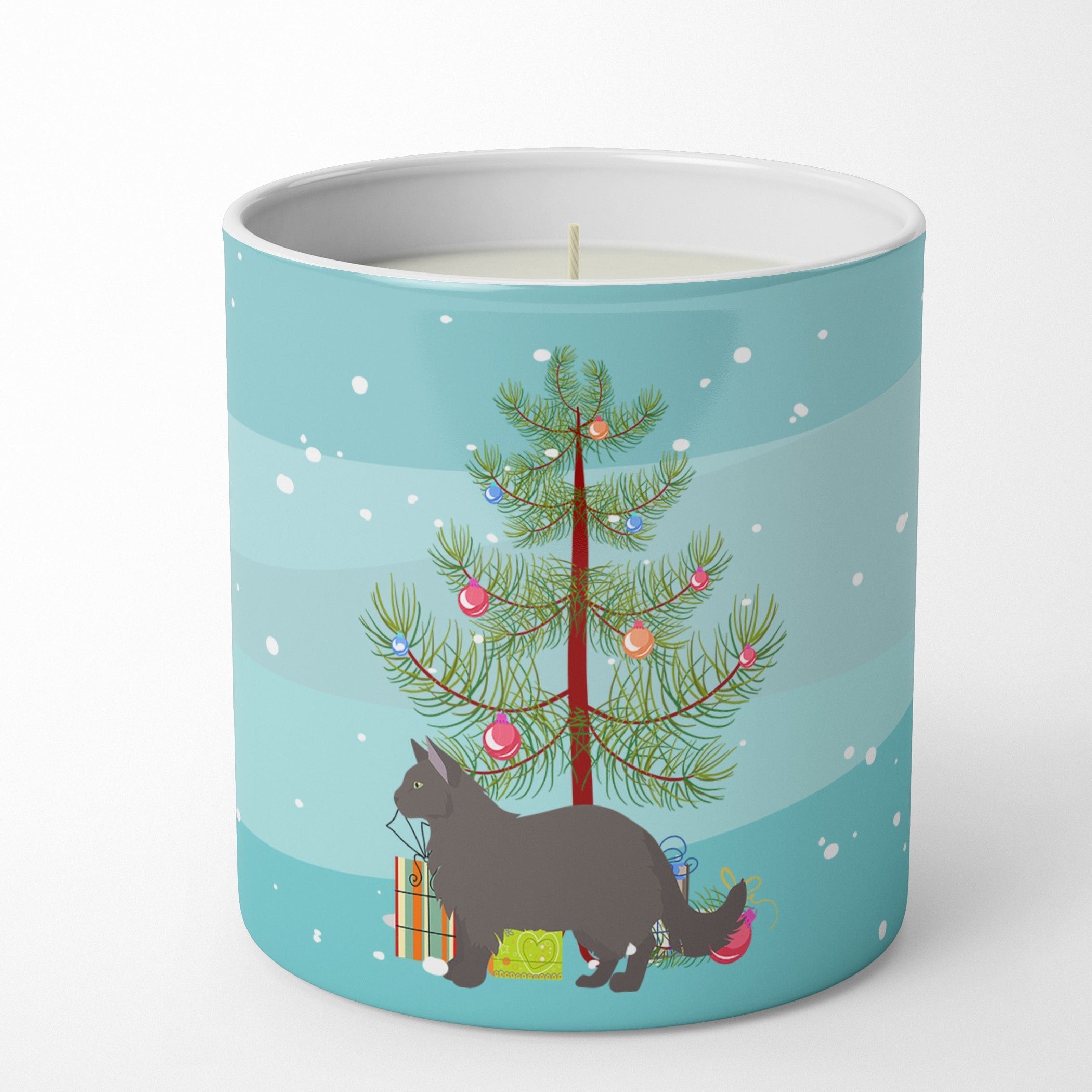 York Chocolate Cat Christmas Decorative Soy Candle Nature Soy Wax Essential Oil Home Decor Ideal for Bedroom Kitchen Bath Office Gift, 10 oz