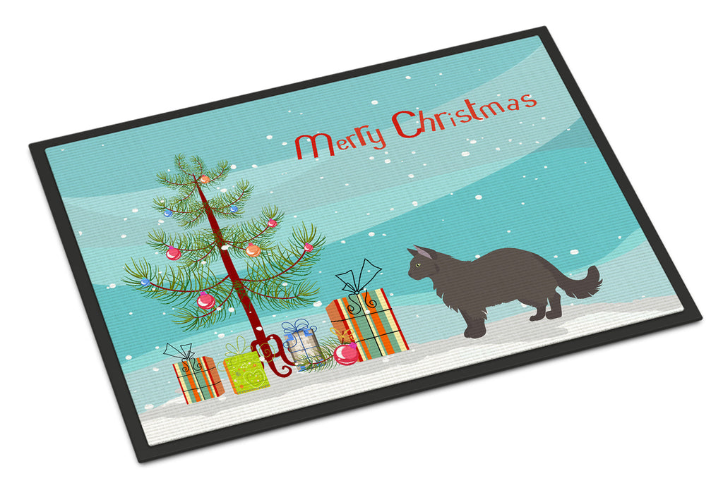 York Chocolate Cat Christmas Doormat Indoor Outdoor 18H X 27W Front Door Mat Rugs for Entryway, Non Slip Washable
