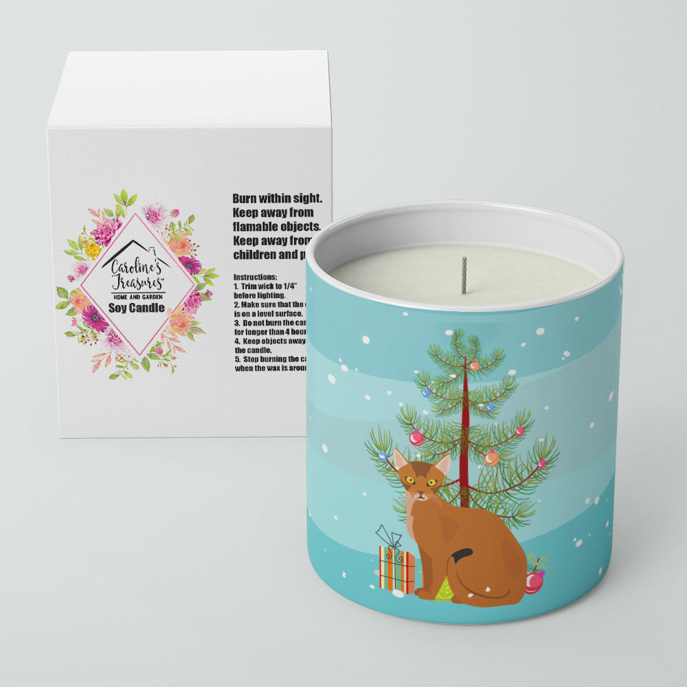 Abyssinian Cat Christmas Decorative Soy Candle Nature Soy Wax Essential Oil Home Decor Ideal for Bedroom Kitchen Bath Office Gift, 10 oz