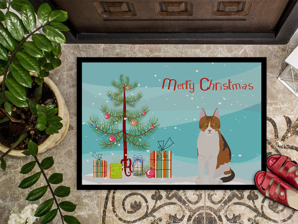 Aegean Cat Christmas Doormat Indoor Outdoor 18H X 27W Front Door Mat Rugs for Entryway, Non Slip Washable