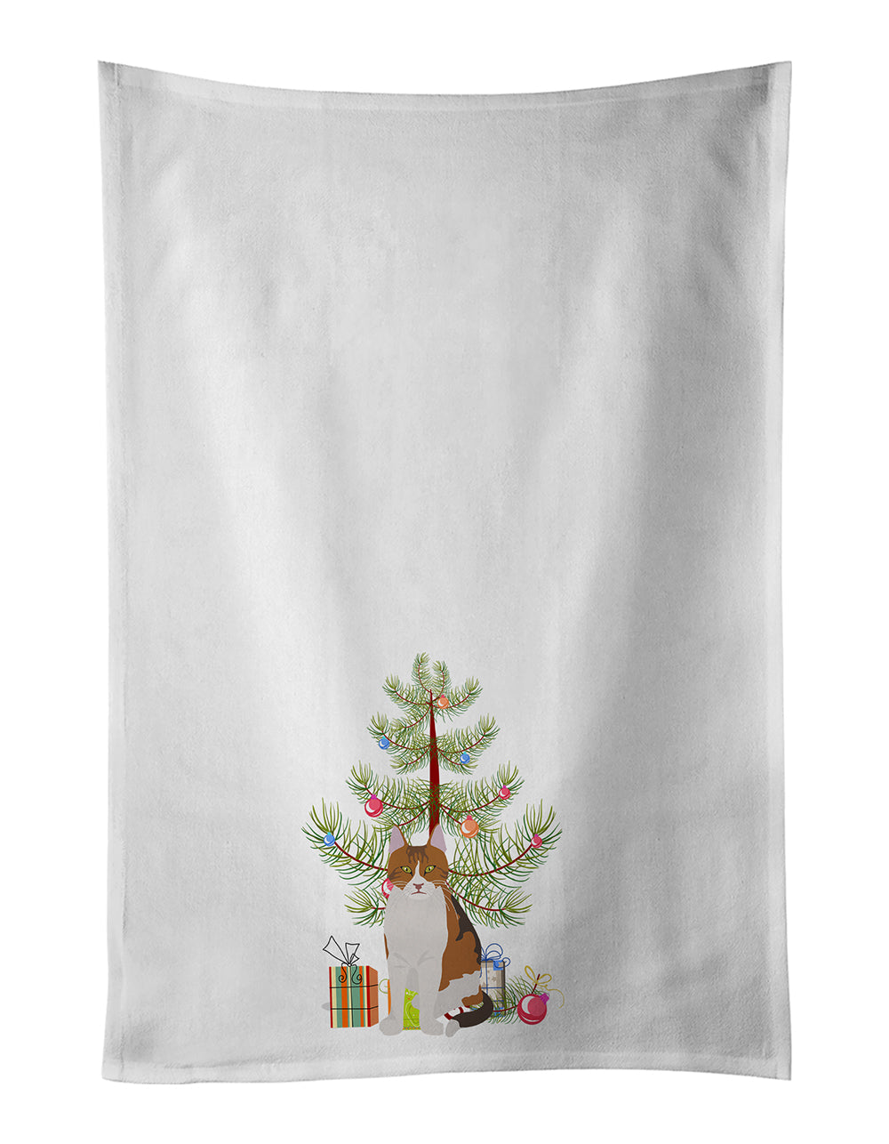Aegean Cat Christmas Kitchen Towel Set of 2 White Dish Towels Decorative Bathroom Hand towel for Hand, Face, Hair, Yoga, Tea, Dishcloth, 19 X 28", White