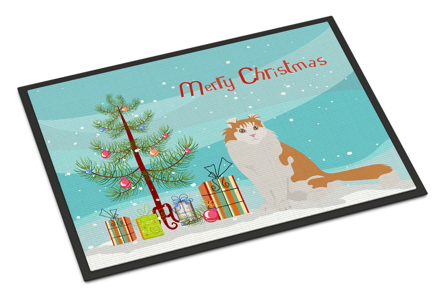 American Curl Cat Christmas Doormat Indoor Outdoor 18H X 27W Front Door Mat Rugs for Entryway, Non Slip Washable