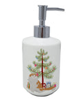 American Curl Cat Christmas Ceramic Soap Dispenser , Empty Refillable Hand Soap Pump Bottle for Bathroom Kitchen