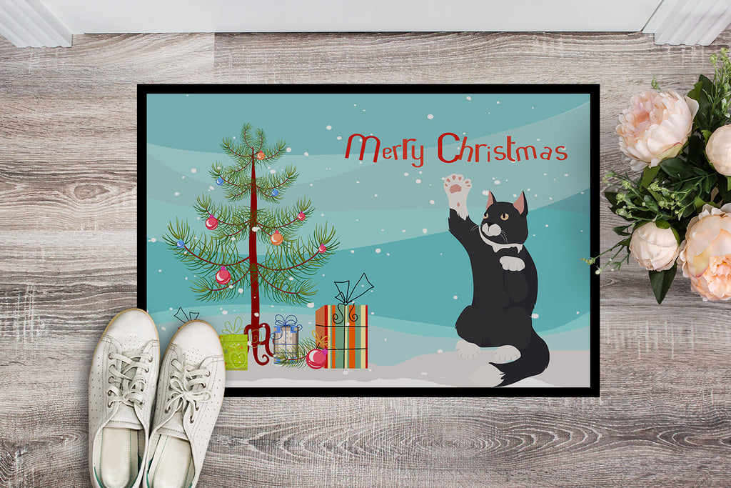 American Polydactyl Cat Christmas Doormat Indoor Outdoor 24H X 36W Front Door Mat Rugs for Entryway, Non Slip Washable Low Pile,