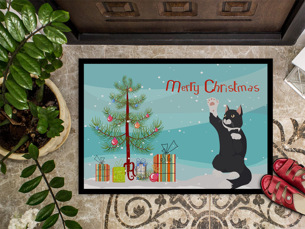 American Polydactyl Cat Christmas Doormat Indoor Outdoor 18H X 27W Front Door Mat Rugs for Entryway, Non Slip Washable