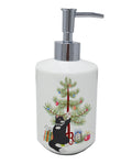 American Polydactyl Cat Christmas Ceramic Soap Dispenser , Empty Refillable Hand Soap Pump Bottle for Bathroom Kitchen