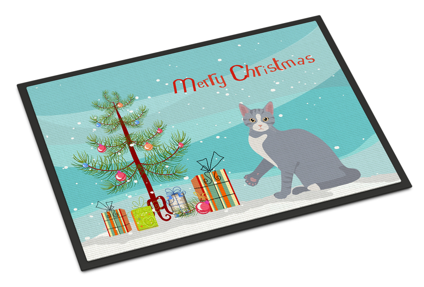 American Polydactyl Cat Christmas Doormat Indoor Outdoor 24H X 36W Front Door Mat Rugs for Entryway, Non Slip Washable Low Pile,