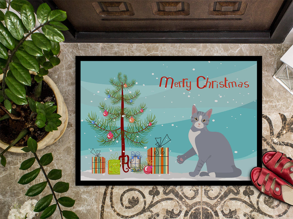 American Polydactyl Cat Christmas Doormat Indoor Outdoor 24H X 36W Front Door Mat Rugs for Entryway, Non Slip Washable Low Pile,