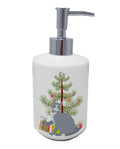 American Polydactyl Cat Christmas Ceramic Soap Dispenser , Empty Refillable Hand Soap Pump Bottle for Bathroom Kitchen