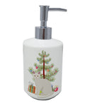 Aphrodite Giant Cat Christmas Ceramic Soap Dispenser , Empty Refillable Hand Soap Pump Bottle for Bathroom Kitchen