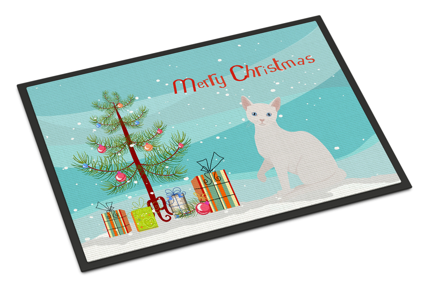 Arabian Mau Cat Christmas Doormat Indoor Outdoor 18H X 27W Front Door Mat Rugs for Entryway, Non Slip Washable