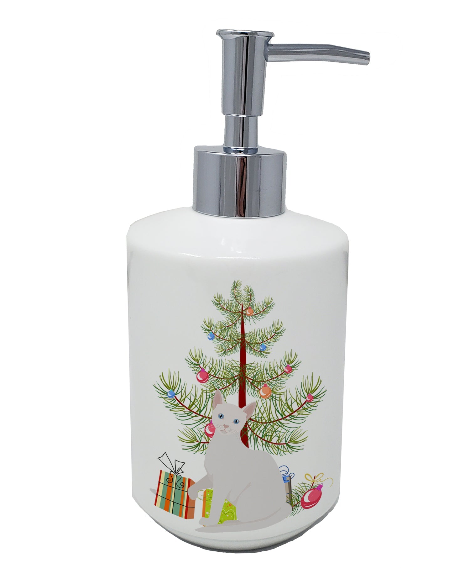 Arabian Mau Cat Christmas Ceramic Soap Dispenser , Empty Refillable Hand Soap Pump Bottle for Bathroom Kitchen