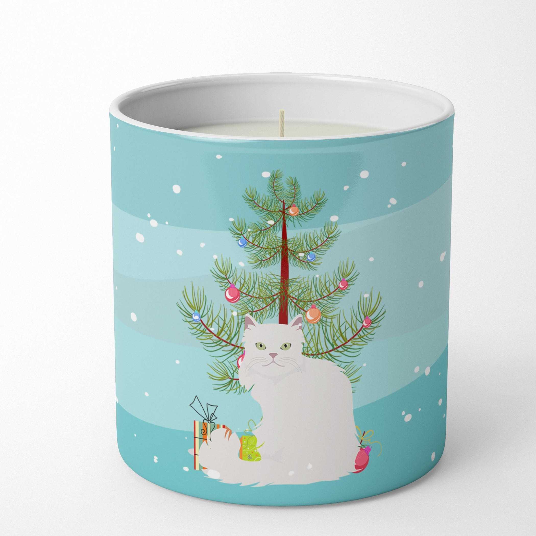 Asian Semi Longhaired Cat Christmas Decorative Soy Candle Nature Soy Wax Essential Oil Home Decor Ideal for Bedroom Kitchen Bath Office Gift, 10 oz