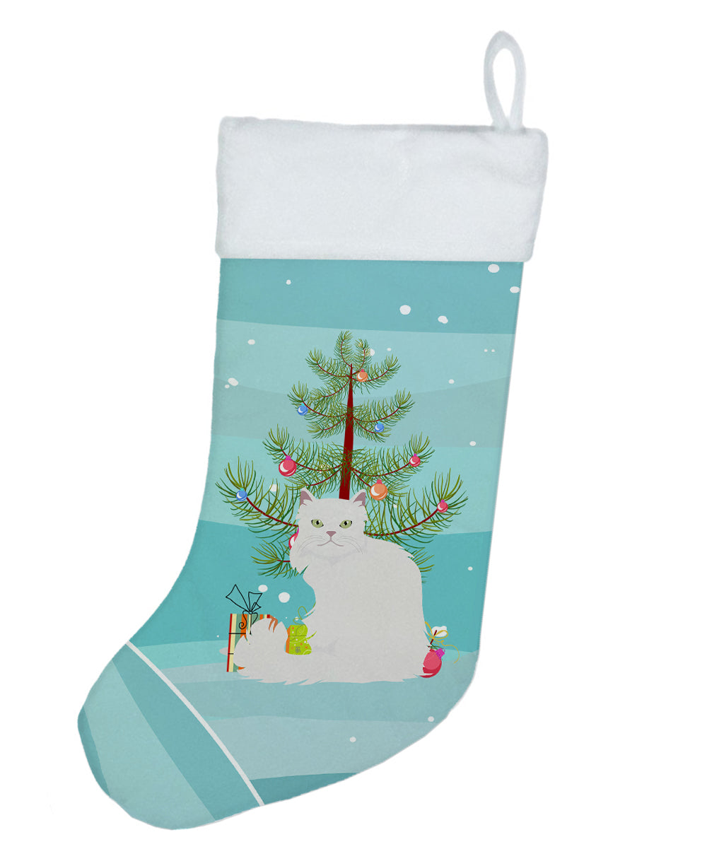 Asian Semi Longhaired Cat Christmas Holiday Stocking Double-Sided Print, Polyester Suede,11x18, Made in USA