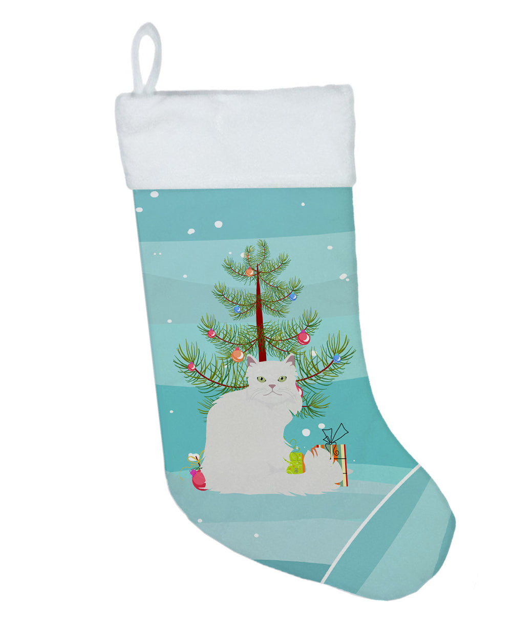 Asian Semi Longhaired Cat Christmas Holiday Stocking Double-Sided Print, Polyester Suede,11x18, Made in USA